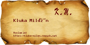 Kluka Milán névjegykártya